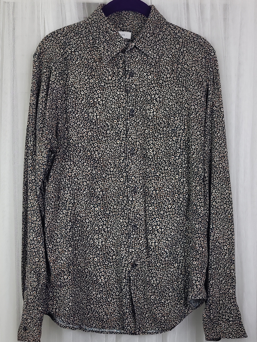 Reiss Black‎ and White Printed Button-Down Shirt. Size S